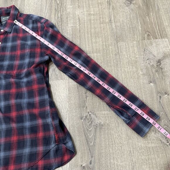 Bonobos Shirt Men’s M Red Blue Plaid Slim Fit Cotton Button Up Long Sleeve Shirt - Picture 9 of 12